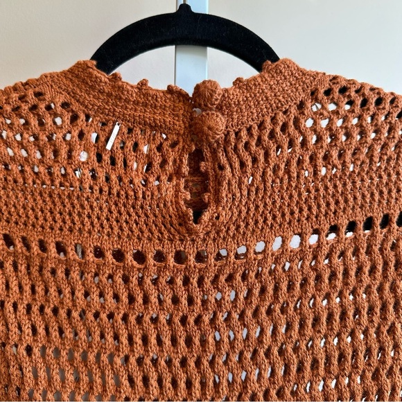 NWT MISA Amanda Crochet Dress in Canyon Sz S Fringe Hem Rust Dark Caramel Color - Picture 7 of 11